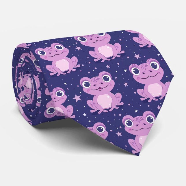 Niedlich Funny Colorful Frosch Neck Tie Krawatte (Gerollt)