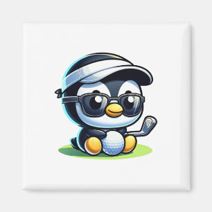 Niedlich Funny Cool Pinguin Golf Sport Magnet