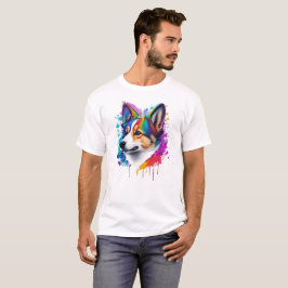 Niedlich Funny Corgi Regenbogenfarbe T-Shirt