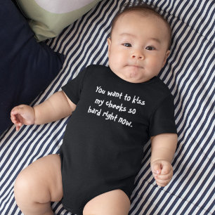 Niedlich Funny, dass du Will, meine Wangen zu küss Baby Strampler