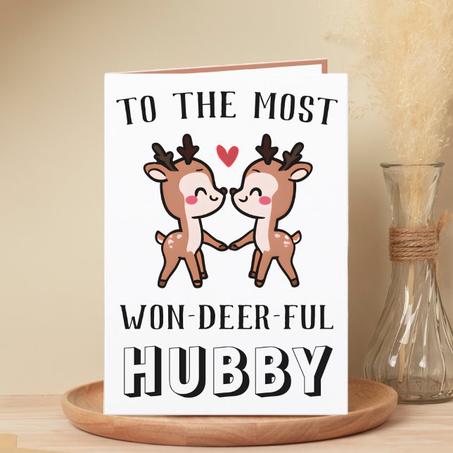 Niedlich Funny Deer Buck Wunderbarer Geburtstag vo Dankeskarte (cute deer birthday card for husband)