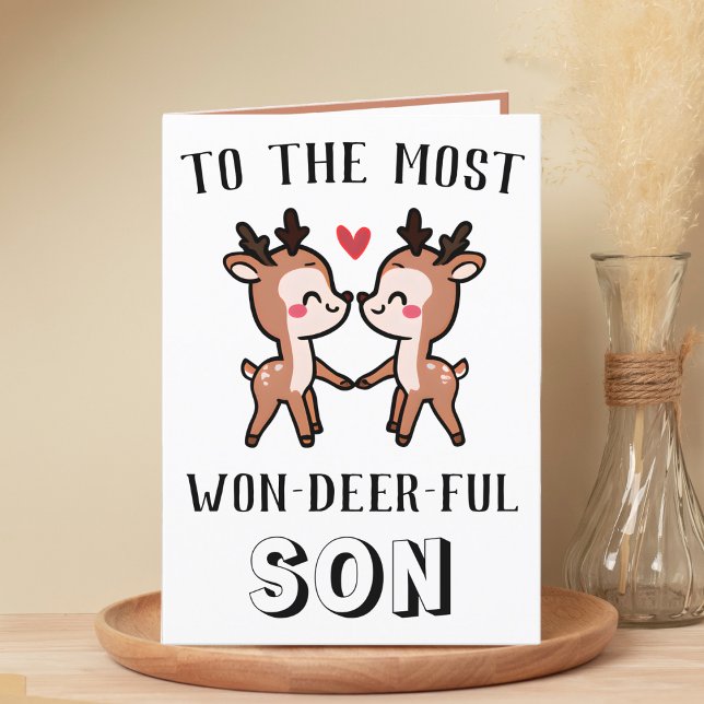Niedlich Funny Deer Buck Wunderbarer Sonntag Dankeskarte (cute deer birthday card for son)