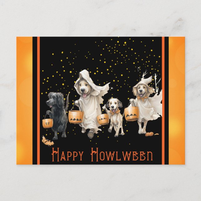 Niedlich Funny Dog Happy Halloween Howlween Postkarte (Vorderseite)