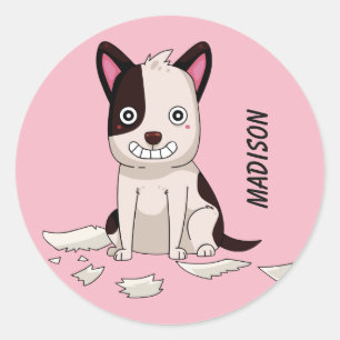 Niedlich & Funny Dog individuelle Name & Farbaufkl Runder Aufkleber