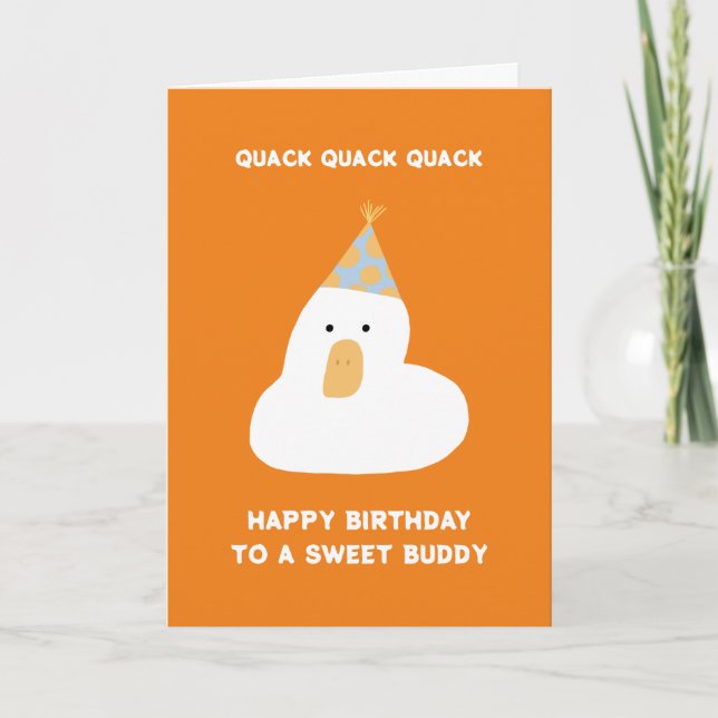 Niedlich Funny Duck Quack Birthday Best Friend Hat Karte (Vorderseite)