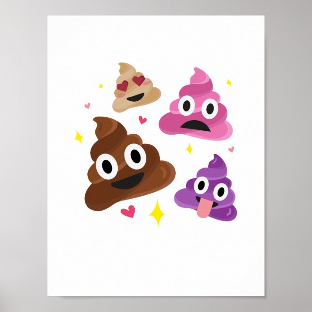 Niedlich Funny Emoji Pink Bow Süsse Poo - Emoji Ge Poster (Vorne)