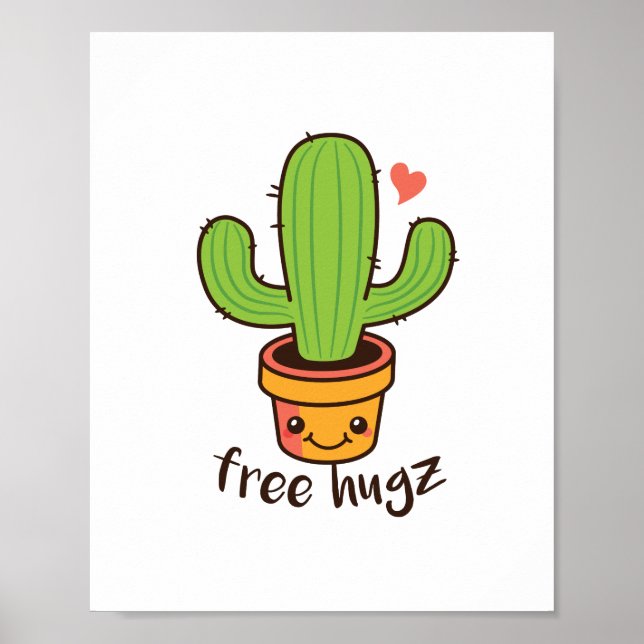 Niedlich Funny FREE HUGS Hugz Cacti Cactus Prickly Poster (Vorne)