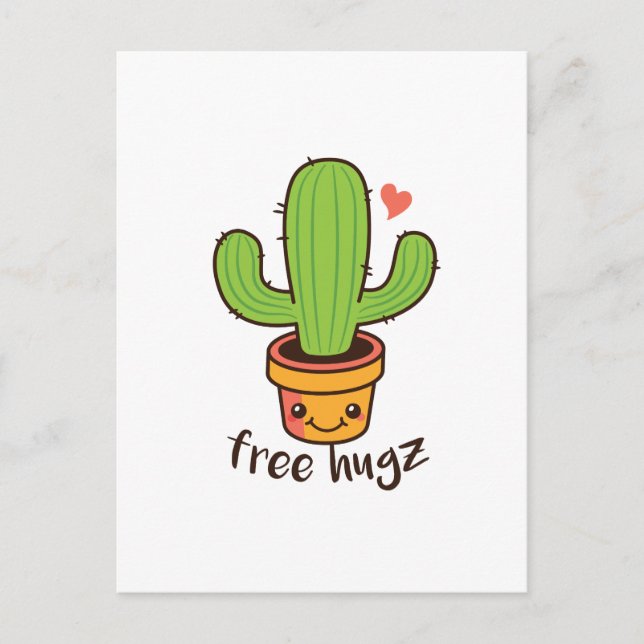 Niedlich Funny FREE HUGS Hugz Cacti Cactus Prickly Postkarte (Vorderseite)