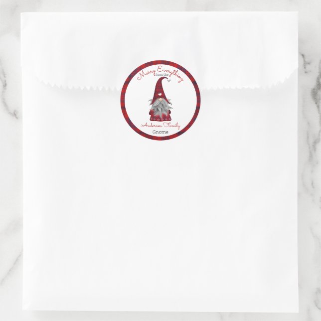 Niedlich Funny Frohe Weihnachts-Elf Personalisiert Runder Aufkleber (Tasche)