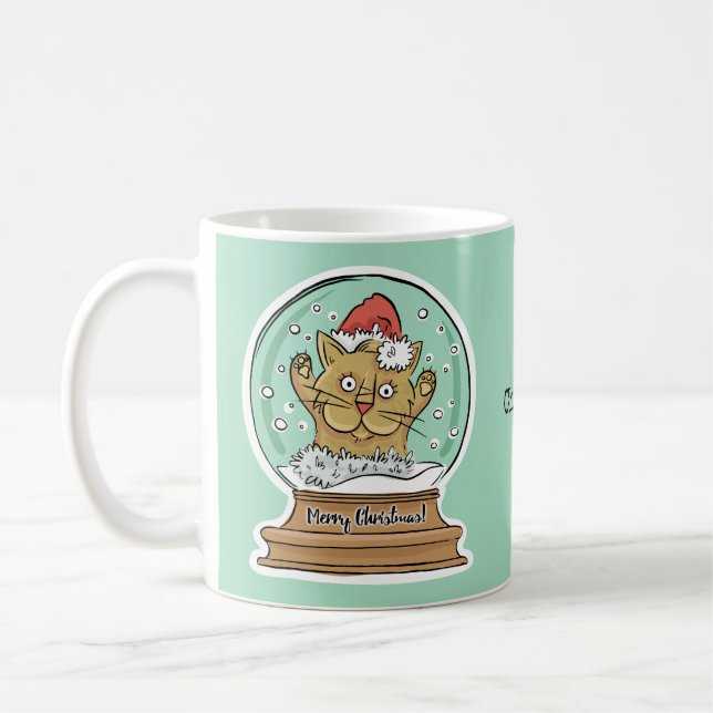 Niedlich Funny Funny Christmas Cat individuelle Na Kaffeetasse (Links)