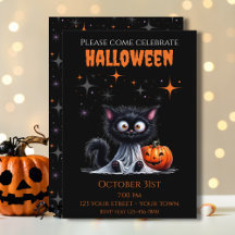 Niedlich Funny Ghost Black Kitten Halloween
