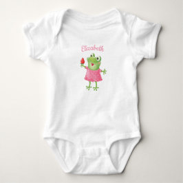 Niedlich Funny Girl Frog Pink Girl Baby Bodysuit Baby Strampler