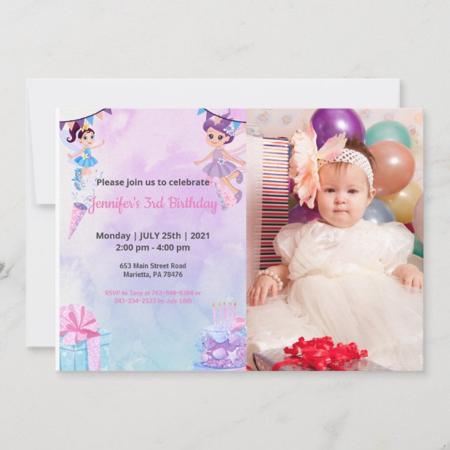 Niedlich Funny | Girls Foto Geburtstag Einladung (Vorderseite)