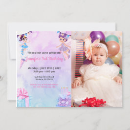 Niedlich Funny | Girls Foto Geburtstag Einladung