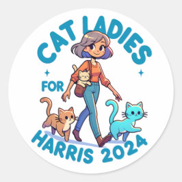 Niedlich Funny Girly Childless Cat Lady Kamala Har Runder Aufkleber