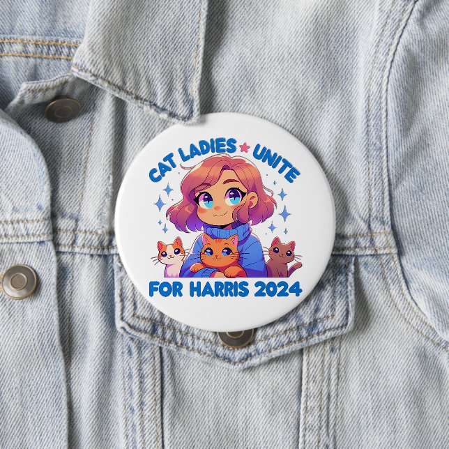 Niedlich Funny Girly Childless Cat Lady Unite Harr Button (Beispiel)