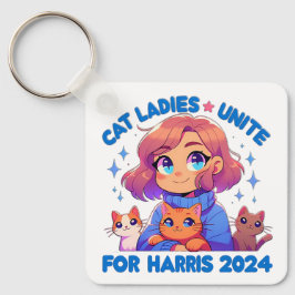 Niedlich Funny Girly Childless Cat Lady Unite Harr Schlüsselanhänger