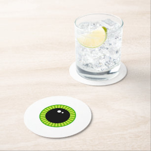 Niedlich Funny Green Eyeball Runder Pappuntersetzer