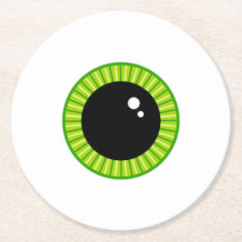 Niedlich Funny Green Eyeball Runder Pappuntersetzer