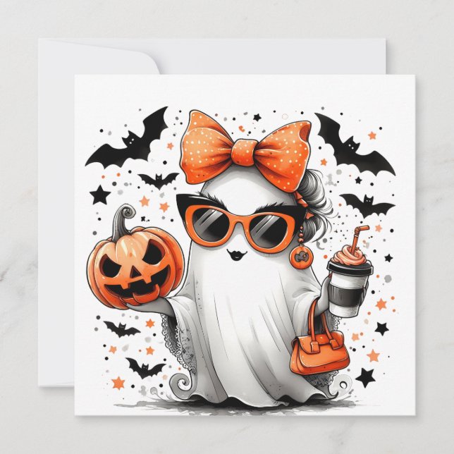 Niedlich Funny Halloween Ghost Save The Date (Vorderseite)