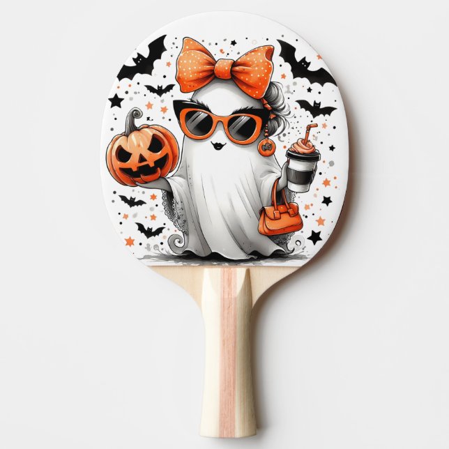 Niedlich Funny Halloween Ghost Tischtennis Schläger (Vorderseite)