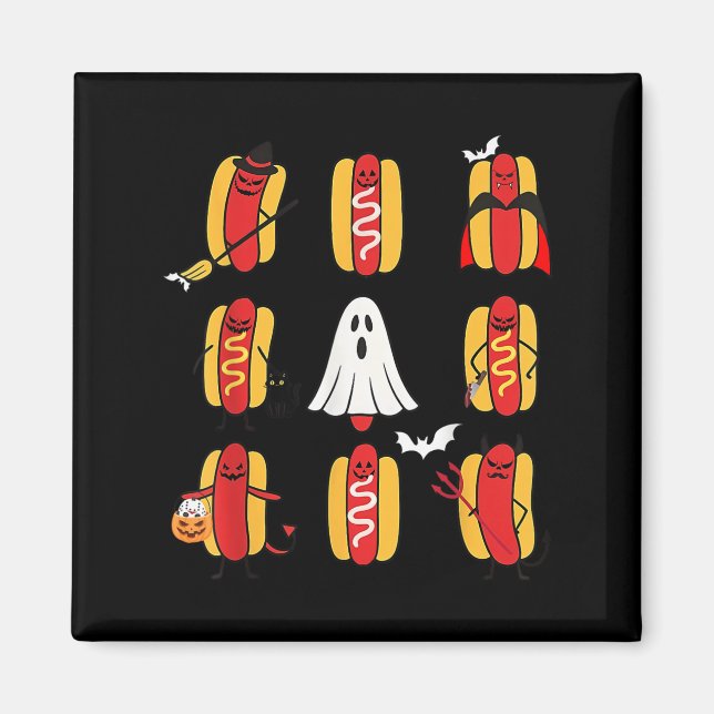 Niedlich Funny Halloweiners Hot Dog Ghosts Hallowe Magnet (Vorne)