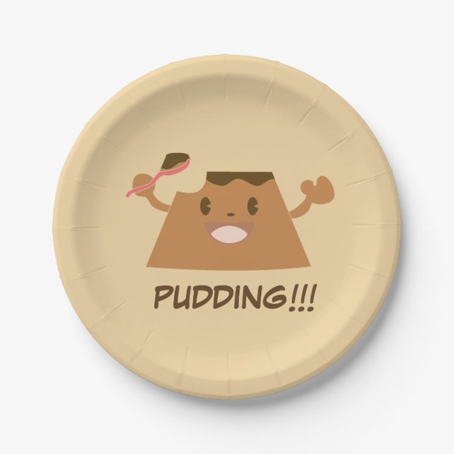 Niedlich Funny Kawaii Schokolade PUDING !!!! Pappteller (Vorderseite)
