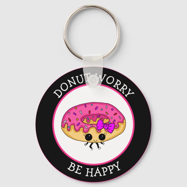 Niedlich Funny Kawaii Style Donut Puns Schlüsselanhänger (Vorderseite)