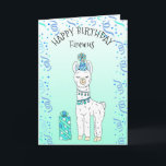 Niedlich Funny Lama Spaß Happy Birthday Karte<br><div class="desc">Niedliche Hand Drawn Lama Spaß Happy Birthday Card. Fügen Sie den Namen Ihres Kindes in den personalisierenden Bereich ein.</div>