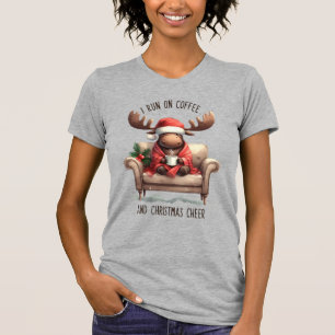 Niedlich Funny Lazy Reindeer Pink Winter Weihnacht T-Shirt