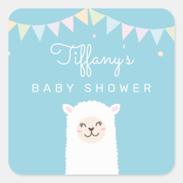 Niedlich Funny Llama Momma Fiesta Baby Boy Dusche Quadratischer Aufkleber