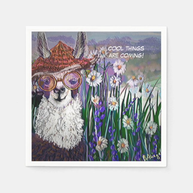 Niedlich Funny Mama Llama Behalte Ihr Cool Serviette (Vorderseite)
