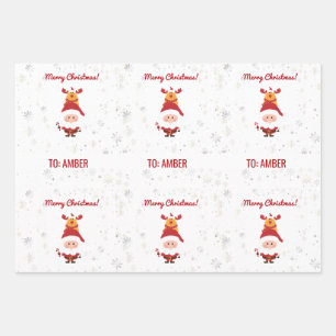 Niedlich Funny Modern Rudolph Santa Personalisiert Geschenkpapier Set