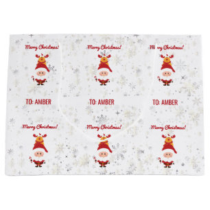 Niedlich Funny Modern Rudolph Santa Personalisiert Große Geschenktüte
