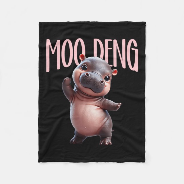 Niedlich Funny Moo-deng Ba Fleecedecke (Vorderseite)