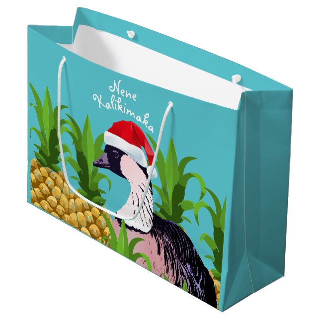 Niedlich & Funny Nene Kalikimaka Hawaii Weihnachts Große Geschenktüte (Vorderseite Schrägansicht)