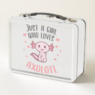 Niedlich Funny Nur ein Mädchen, das axolotl Liebe Metall Brotdose