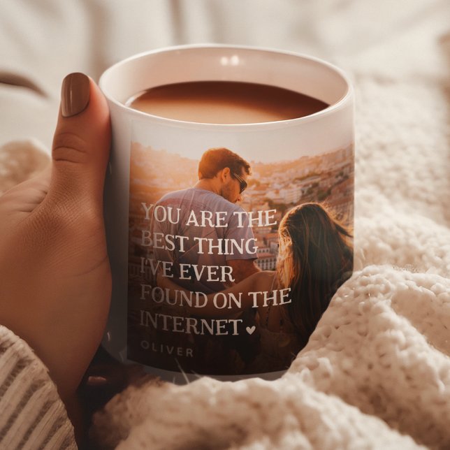 Niedlich Funny online verabred Paar 4 Foto Collage Tasse (Von Creator hochgeladen)