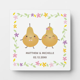 Niedlich Funny Perfect Pear Couple Neu-lyweds Mema Fotoplatte