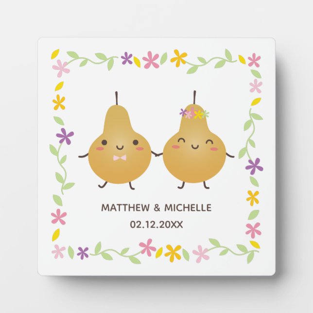 Niedlich Funny Perfect Pear Couple Neu-lyweds Mema Fotoplatte (Vorderseite)