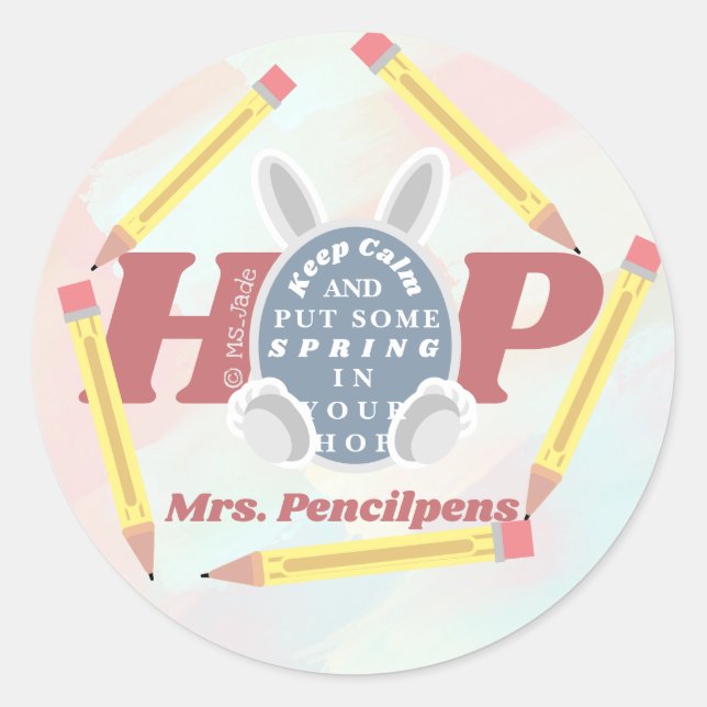 Niedlich Funny Personalisiert Spring Teacher Meme Runder Aufkleber (Vorderseite)
