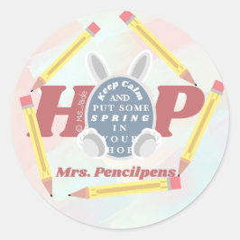 Niedlich Funny Personalisiert Spring Teacher Meme Runder Aufkleber