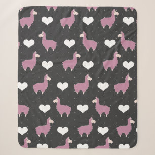 Niedlich Funny Pink Llamas & Hearts Sherpadecke