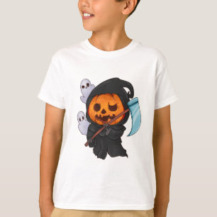 Niedlich Funny Pumpkin Head Grim Sensenmann T-Shirt