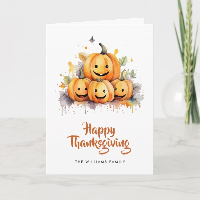 Niedlich Funny Pumpkins Foto Happy Thanksgiving Ca Karte (Vorderseite)