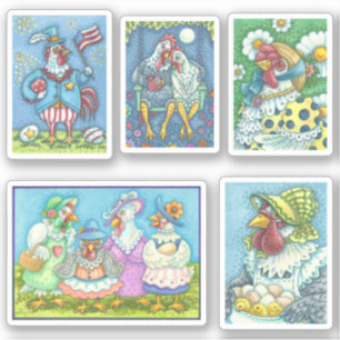 NIEDLICH FUNNY ROOSTERS, CHICKENS & HENS AUFKLEBER