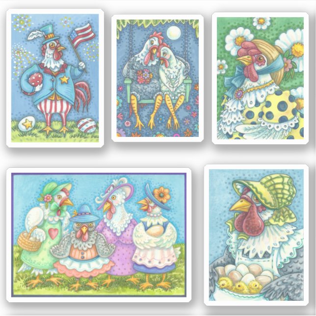 NIEDLICH FUNNY ROOSTERS, CHICKENS & HENS AUFKLEBER (Vorderseite)