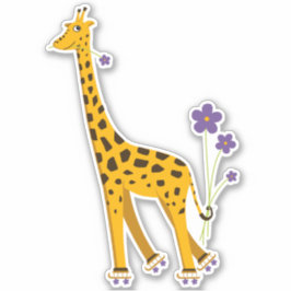 Niedlich Funny Skaten Cartoon Giraffe Aufkleber