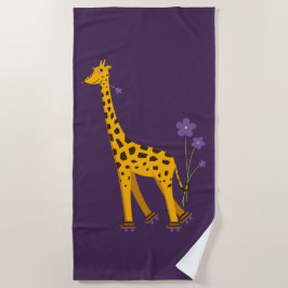 Niedlich Funny Skaten Cartoon Giraffe Strandtuch