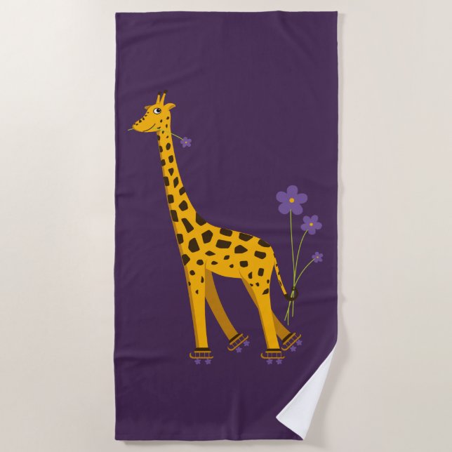 Niedlich Funny Skaten Cartoon Giraffe Strandtuch (Vorderseite)